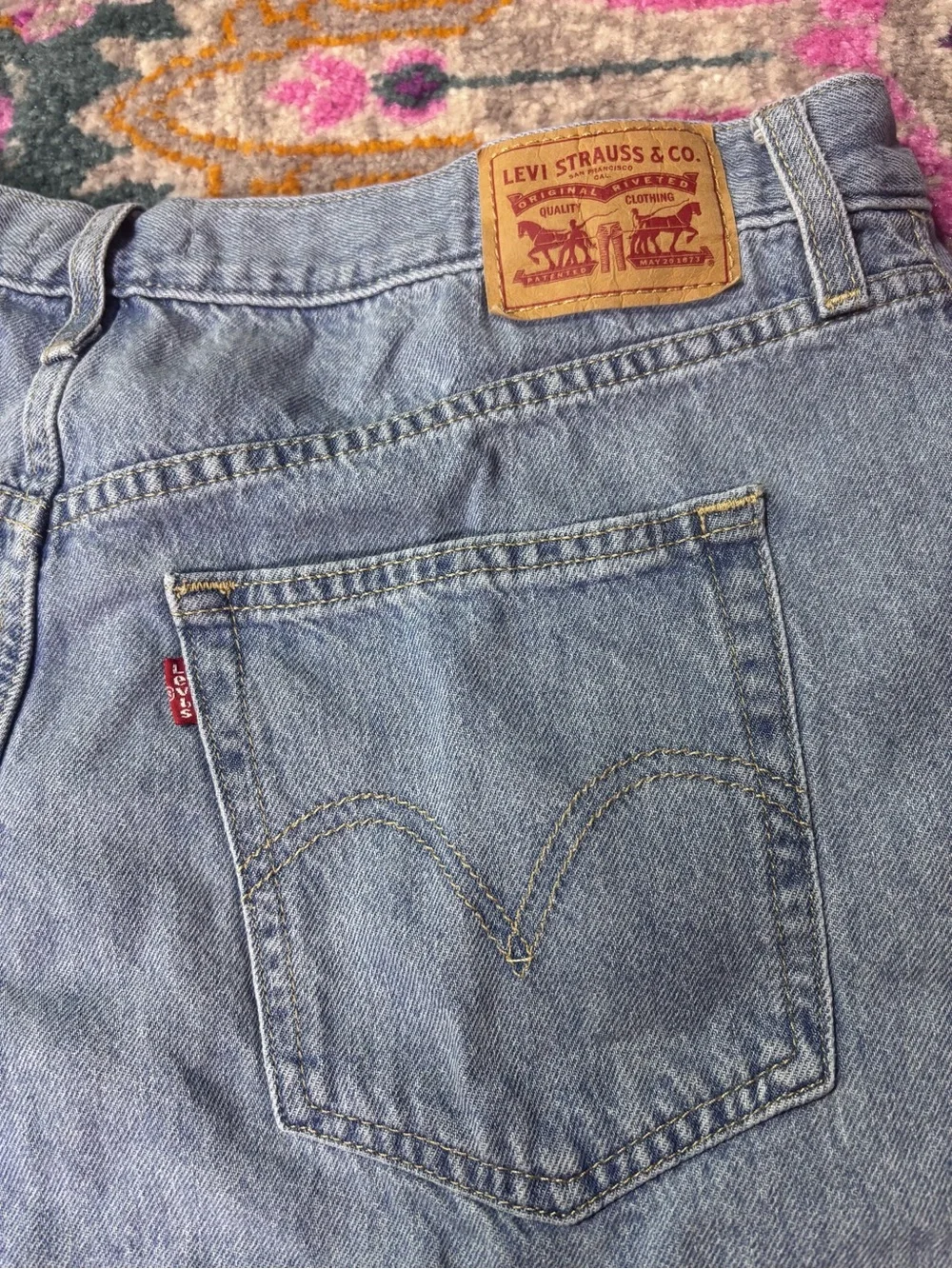 Levi’s High‎ Rise Mom Jean Shorts Size 34 Vintage Wash Relaxed Denim hemp